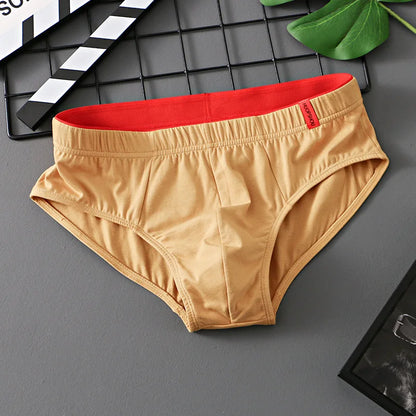 Men’s Cotton Briefs with Convex Pouch – Low Rise Breathable Solid Color Underwear (1/3PCS Pack) Comfortable Youth Fit