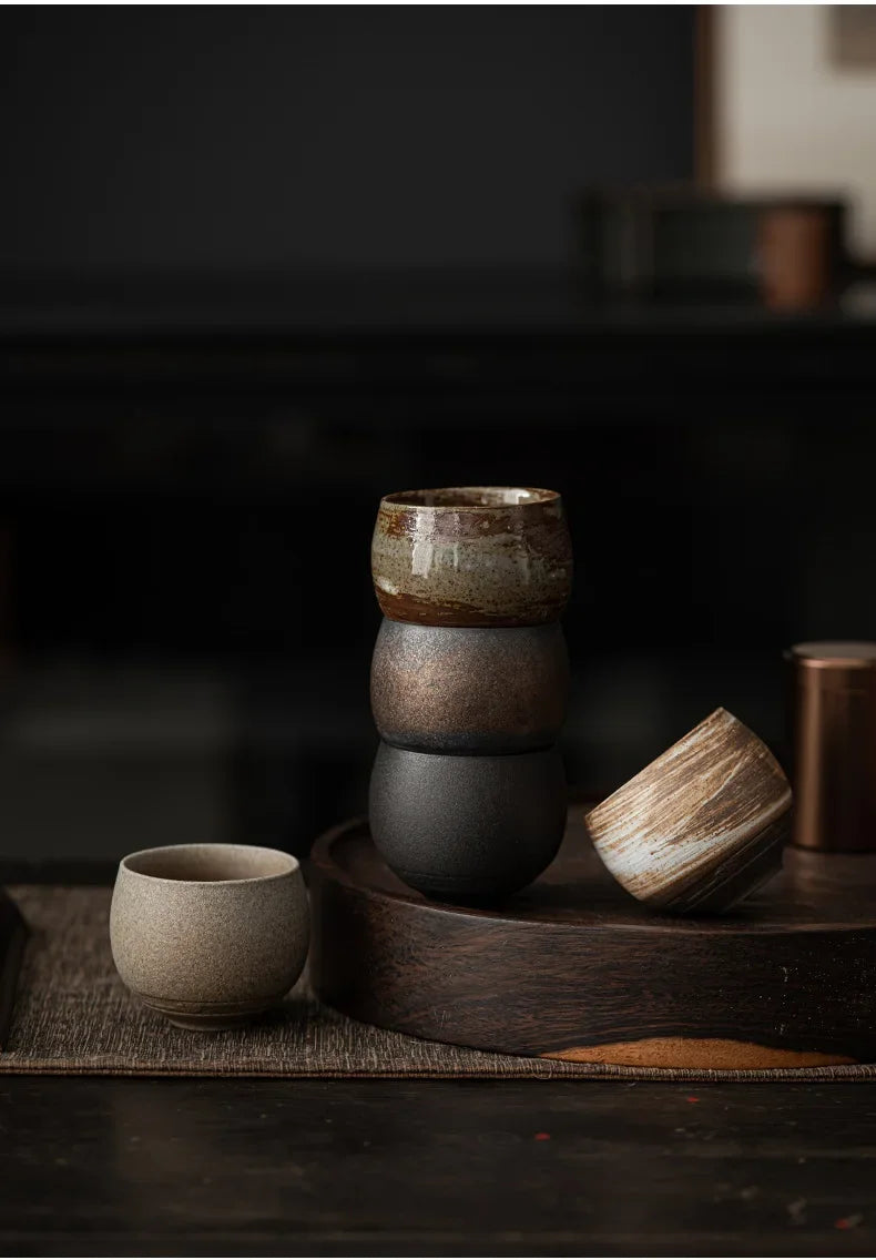Japanese Handmade Stoneware Tea Cup – Small Kung Fu Single Teacup Vintage Style
