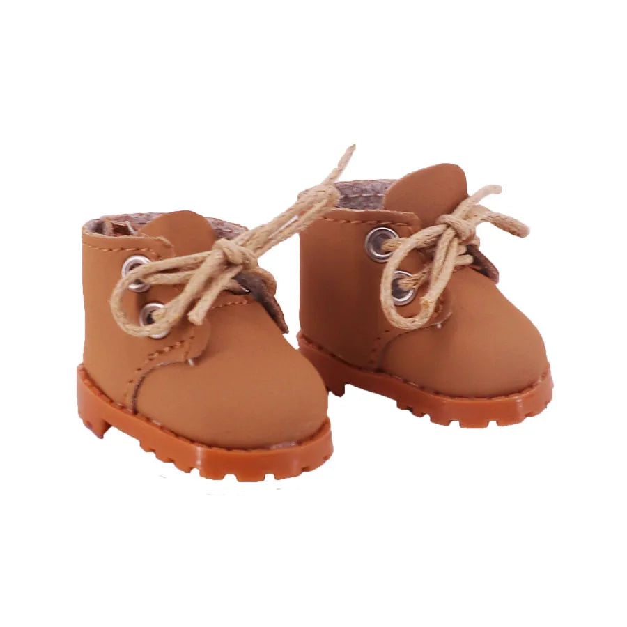 3.8cm Solid Color Lace-Up Canvas Shoes – PU Doll Shoes for 17cm Labubu Doll Clothes & Accessories Gift