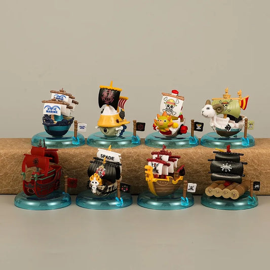 One Piece Anime Mini Figures Set - 8PCS Luffy Zoro Sanji Pirate Ship PVC Action Figures Collectible Toys Gift