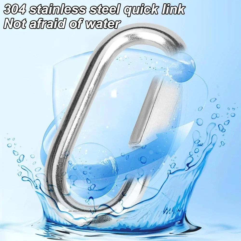 Stainless Steel Carabiner Quick Links - Safety Snap Hooks Chain Connectors for Keys, Climbing and Gear Repair