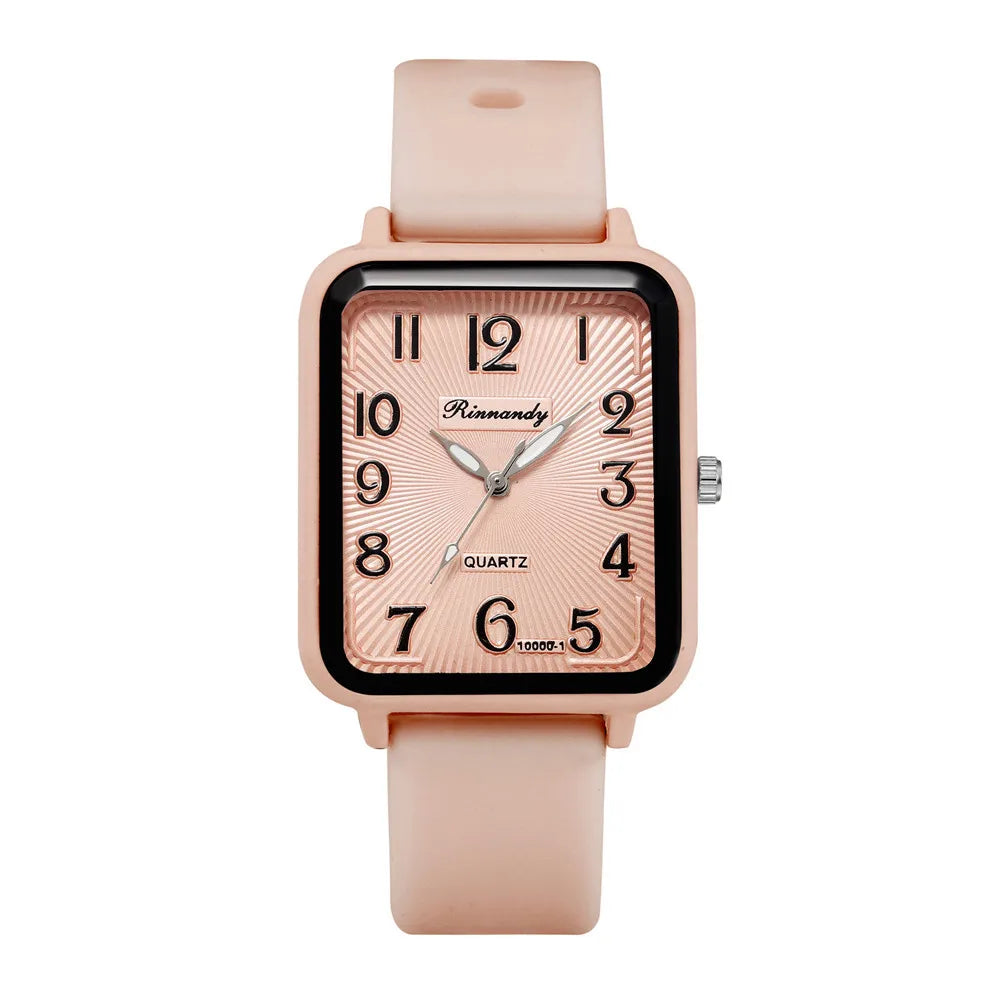 Fashion Lady’s Digital Quartz Watch – Rectangle Design, Leisure Brand, Sports Silicone Strap, Simple Women’s Clock