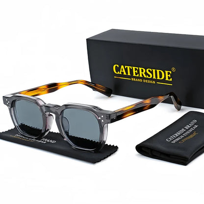 CATERSIDE Retro Punk Square Sunglasses – 2-Piece Fashion Set for Men & Women, Party & Festival Gift Glasses