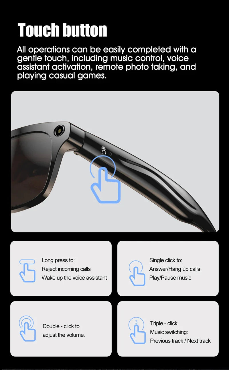 Xiaomi 6K HD AI Smart Glasses — 100MP Camera, ChatGPT, Bluetooth Call, Voice Assistant, 260mAh Battery, New Smart Glasses