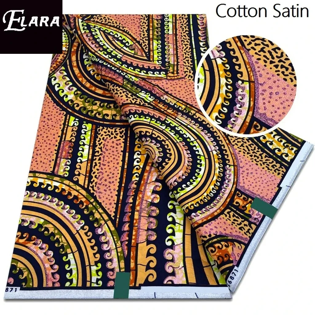 African Real Wax Print Fabric - Grand Original Ankara Blue Cotton Wax Material 6 Yards for Stylish Dresses & Uniforms