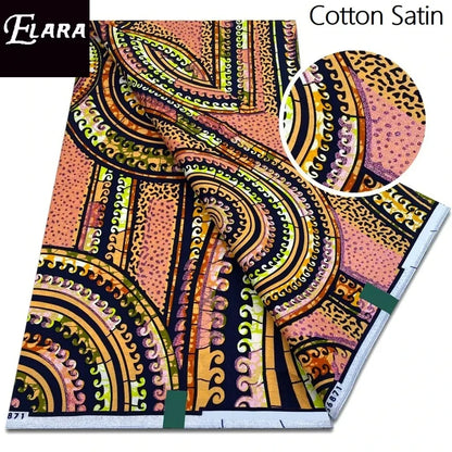 African Real Wax Print Fabric - Grand Original Ankara Blue Cotton Wax Material 6 Yards for Stylish Dresses & Uniforms