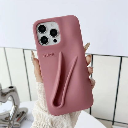 Silicone iPhone Case - 3D Toast Ribbon Espresso Cover for iPhone 12–17 Pro Max, Plus & Air