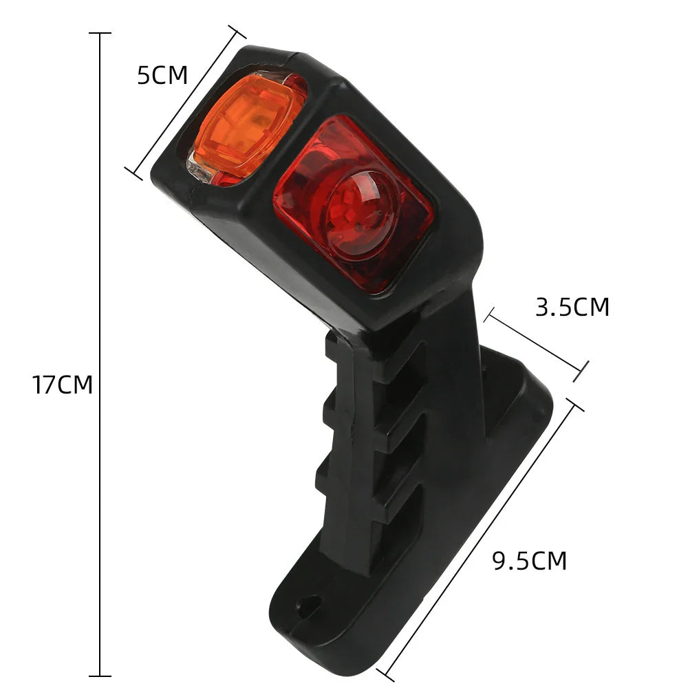 2PCS Tri-Color Trailer 9LED Side Marker Light – Waterproof 12-24V Truck Contour Waist Light in Red, White & Yellow