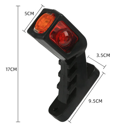2PCS Tri-Color Trailer 9LED Side Marker Light – Waterproof 12-24V Truck Contour Waist Light in Red, White & Yellow