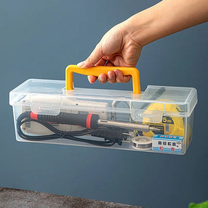Multi-Compartment Tool Storage Box - Transparent Portable Organizer for Screws, Wrenches & Small Parts