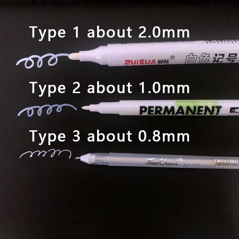 Waterproof White Paint Marker Pens 2.0mm 1/3/5PCS – Oil-Based Fine Tip for DIY Crafts, Sketching & Art