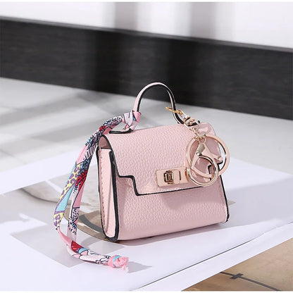 Luxury Mini Coin Purse - Fashionable Silk Scarf Bracelet Keychain Pendant Bag Accessory