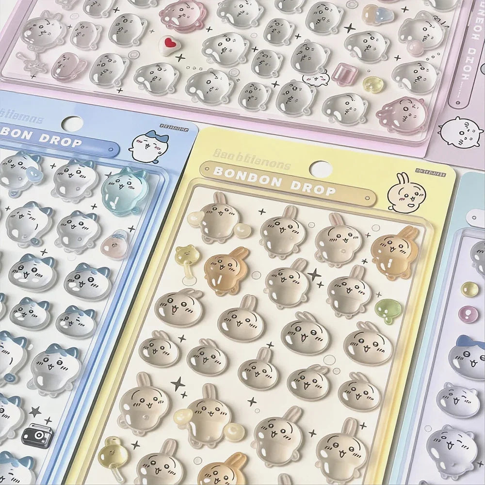 3D Chiikawa Usagi Crystal Stickers - Cute Waterproof DIY Decals for Phone Case, Nails, Notebook & Laptop Decor