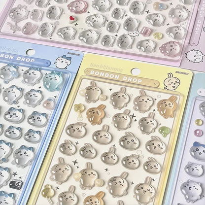 3D Chiikawa Usagi Crystal Stickers - Cute Waterproof DIY Decals for Phone Case, Nails, Notebook & Laptop Decor