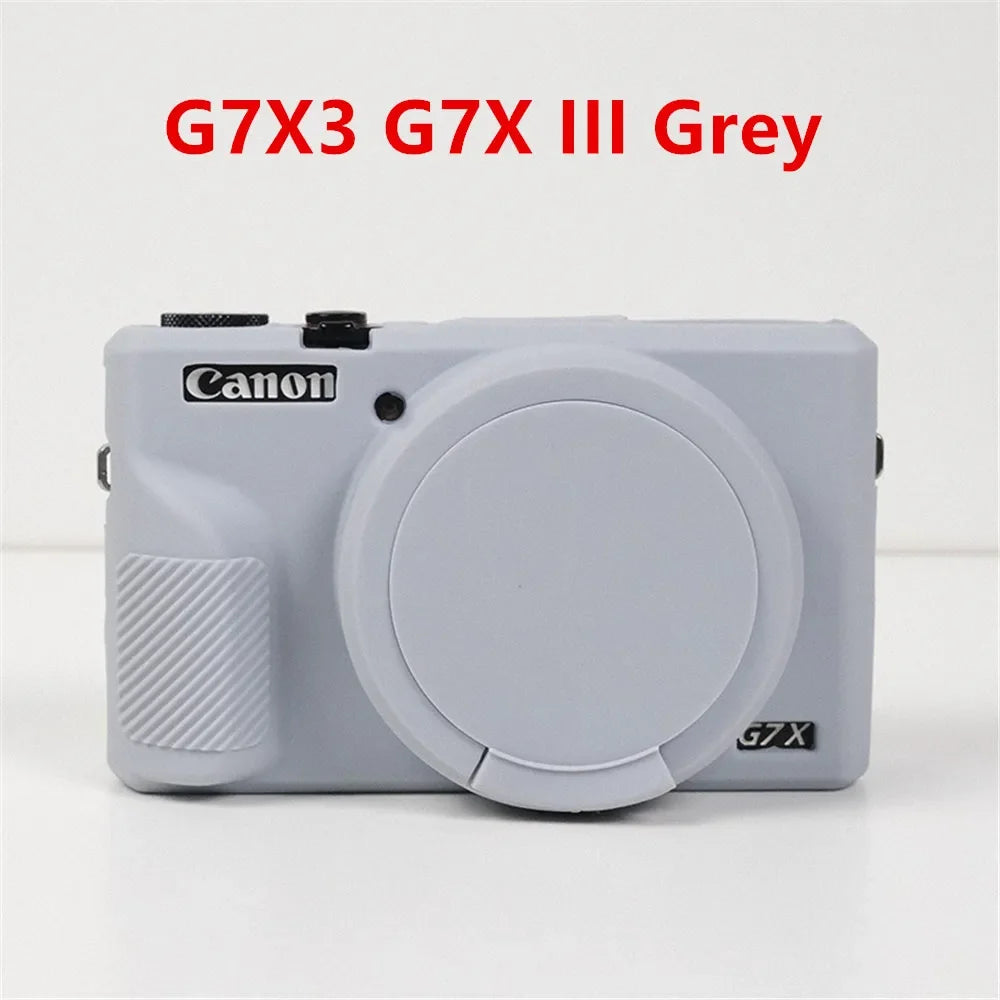 Canon G7X Mark II Silicone Camera Case - Soft Rubber Protective Skin Cover with Lens Protector for G7XII G7X2 G7X3 G7XIII
