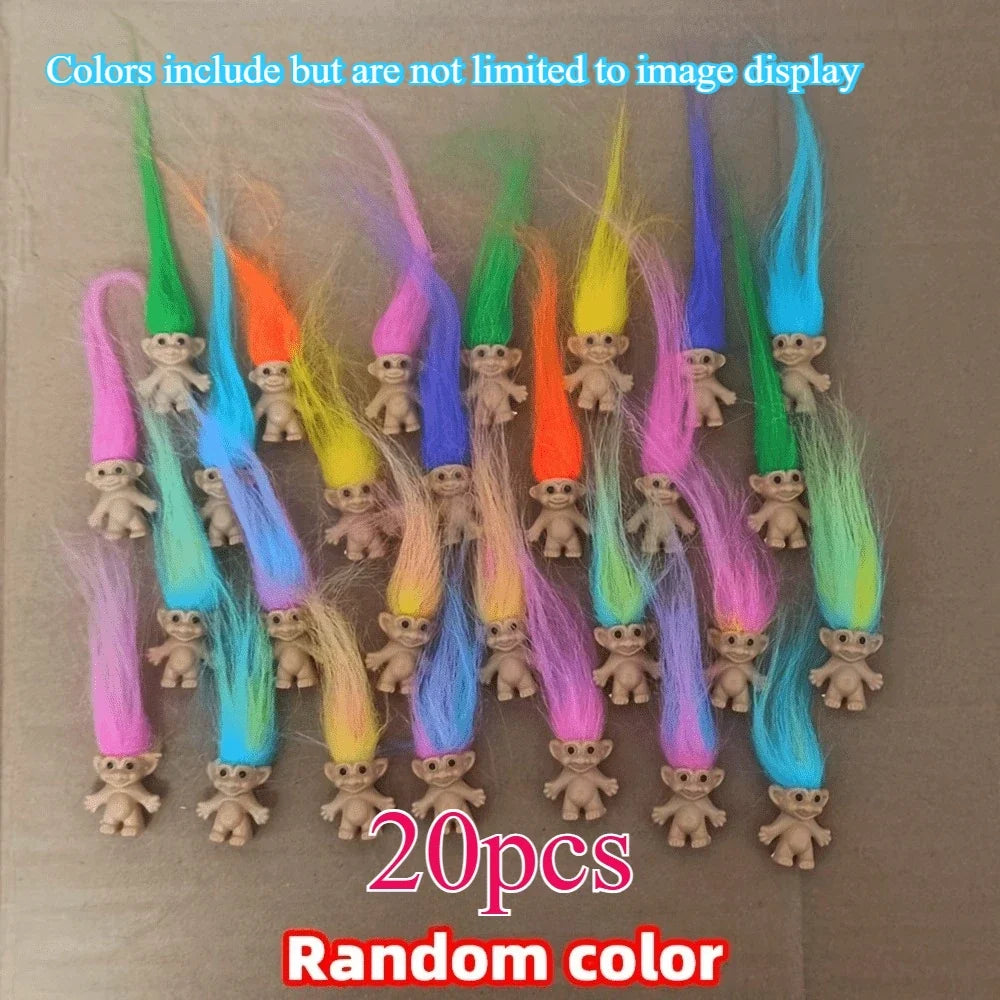Vintage Troll Doll Figures - Colorful Cute Lucky Trolls Collection, Party Favors & Christmas Halloween Decor