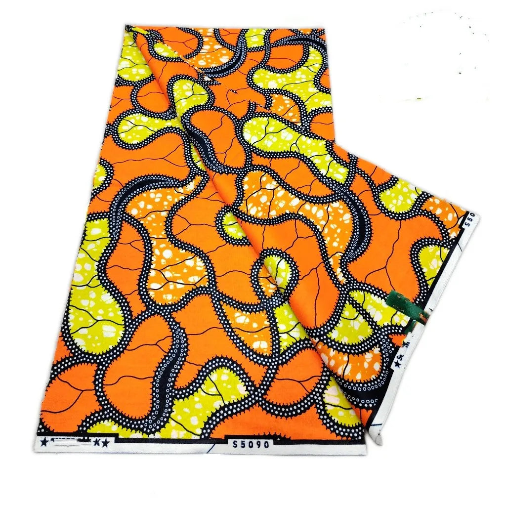 African Real Print Ankara Wax Fabric - Soft 100% Cotton Pagne 6 Yards
