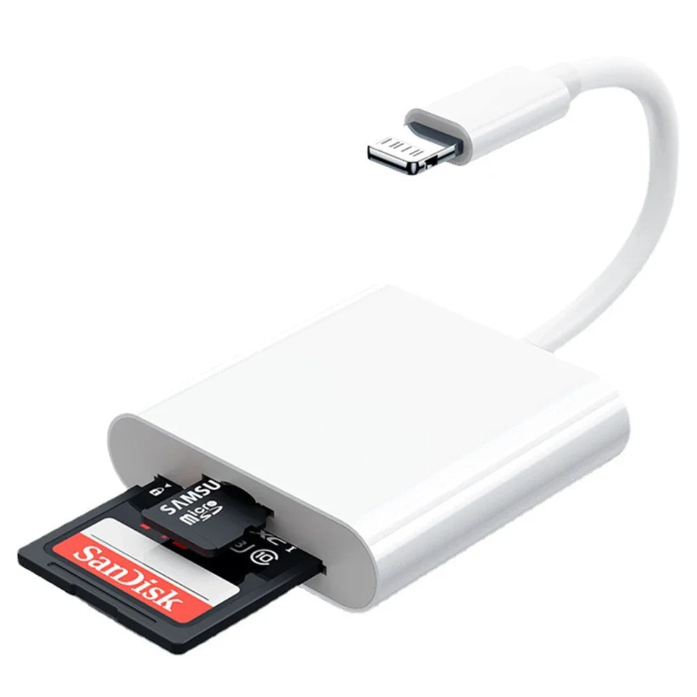 Byscoon 2-in-1 USB Lightning to TF/SD Card Reader – OTG Adapter for iPhone 14/13/12 Pro Max, Camera & Data Converter