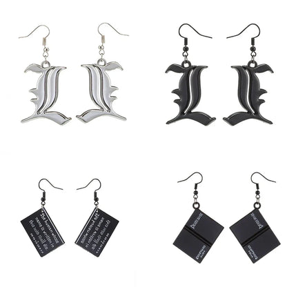 Death Note Anime Book Drop Earrings - Black L Cosplay Jewelry Birthday Gift