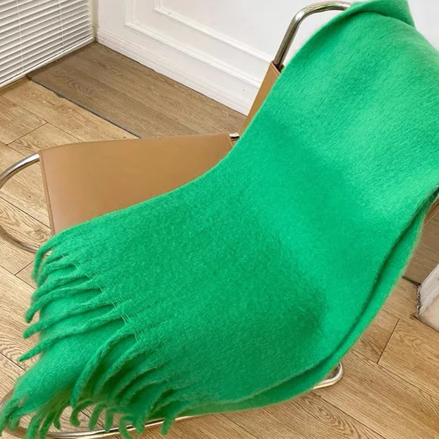 2025 Women’s Winter Scarf – Thick Warm Pashmina Shawl Wrap, Solid Color Cashmere Tassel Hijab Stole