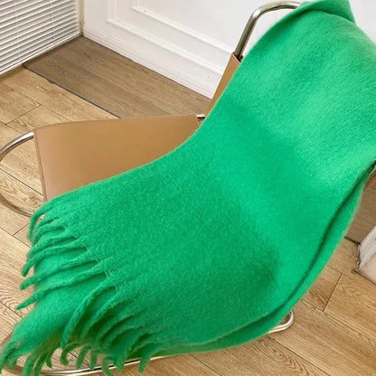 2025 Women’s Winter Scarf – Thick Warm Pashmina Shawl Wrap, Solid Color Cashmere Tassel Hijab Stole