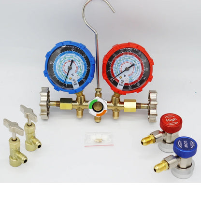 Refrigerant Manifold Gauge Kit - Automotive AC Charging Tool for R410A R22 R134A R404A