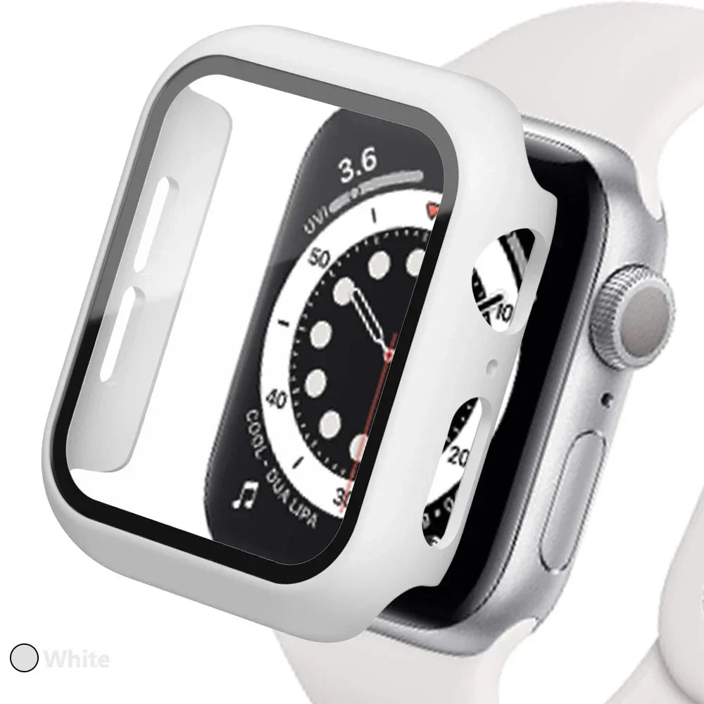 Tempered Glass Screen Protector Case for Apple Watch - Series 8 7 6 SE 5 4 3 Protective Cover Accessories 41mm 40mm 44mm 45mm 42mm