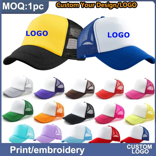 Personalized Logo Trucker Hats - Custom Foam Mesh Baseball Caps for Men & Women, Snapback Sun Hats