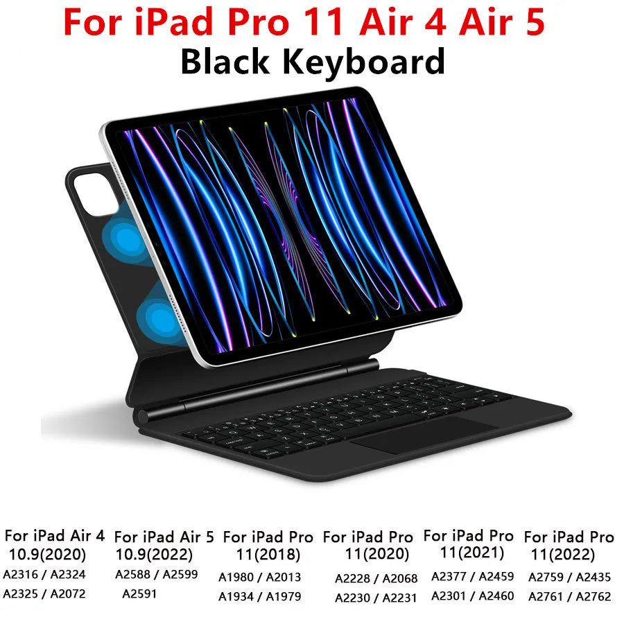 TouchPad Magic Keyboard Case for iPad Air & iPad Pro - Backlit Smart Cover with Trackpad Support for 11/13 Inch Models