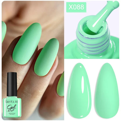 LILYCUTE Solid Color Gel Nail Polish 7ml - Semi-Permanent Soak Off UV LED Gel Varnish for Nail Manicure Art