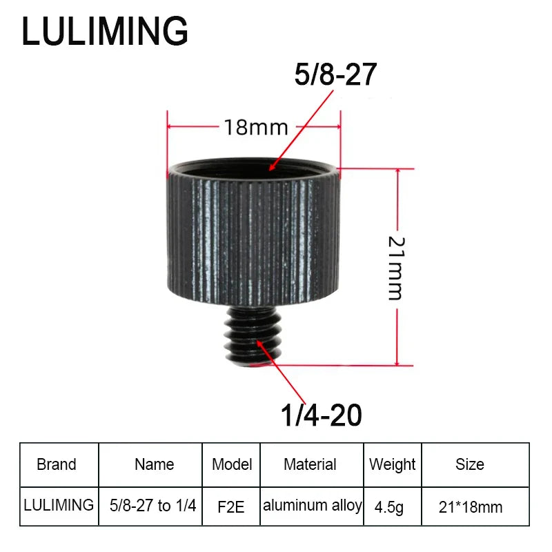 1/4 to 3/8 Inch Camera Screw Adapter - 5/8-27 Microphone Thread Converter for Tripod Ball Head Photography Accessories