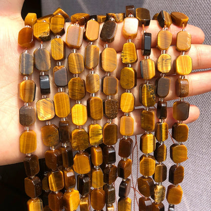 Natural Gemstone Rectangle Beads - 8x12mm Amethyst Citrine Lapis Lazuli Spacer Beads for DIY Jewelry Making & Bracelets
