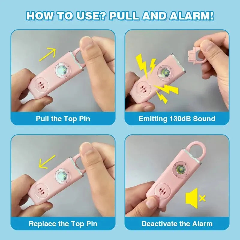 Original Personal Safety Siren for Women - 130dB Siren, Strobe & Keychain in 3 Colors - Anti-Robbery Help Alert AF2004