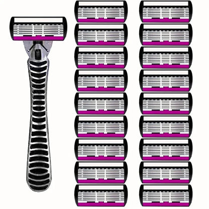 3/6/12PCS Men’s Safety Razor Blades - 6-Layer German Stainless Steel Shaving Cartridges Compatible with Mach Razors
