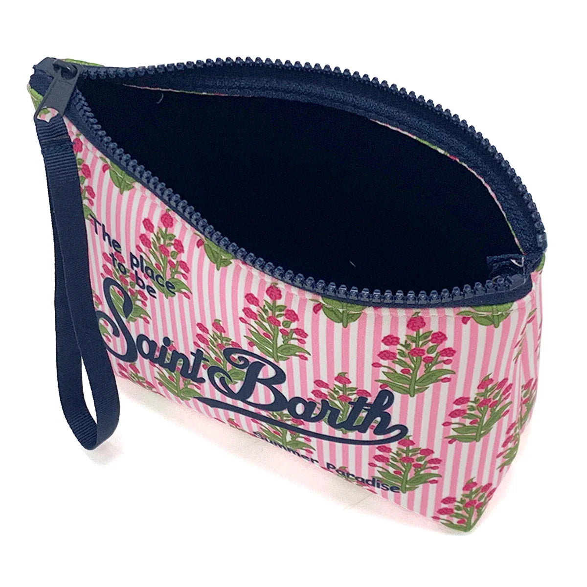 S-Saint B-Barth Striped Neoprene Zip-Up Clutch – Unisex Cosmetic & Toiletry Makeup Bag for Women