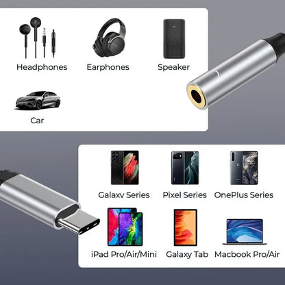 NIERBO 2 in 1 USB C to 3.5mm Headphone and Charger Adapter - USB C PD 3.0 Port to Aux Audio Jack - Fast Charging Dongle Cable