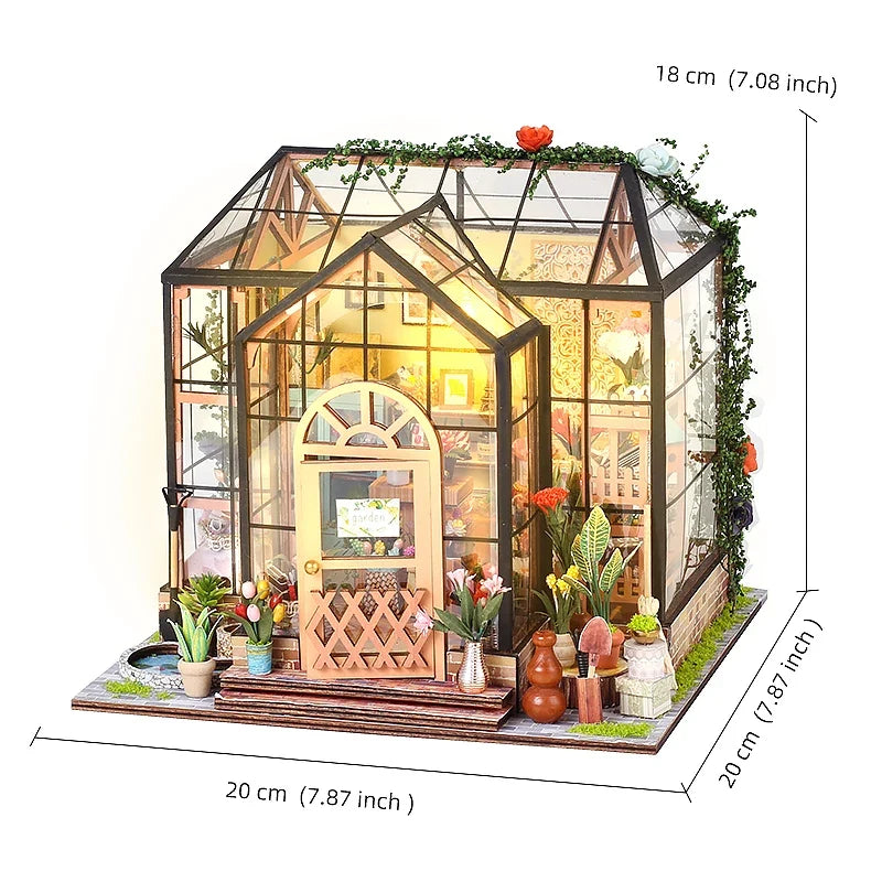 DIY Mini Dollhouse Kit - Handmade 3D Flower House Puzzle Model with Furniture Home Decor Gift