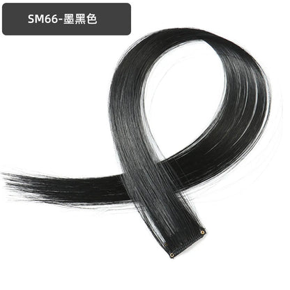22-Inch Rainbow Highlight Synthetic Hair Extensions – Long Straight Colorful Hairpiece for Women & Kids
