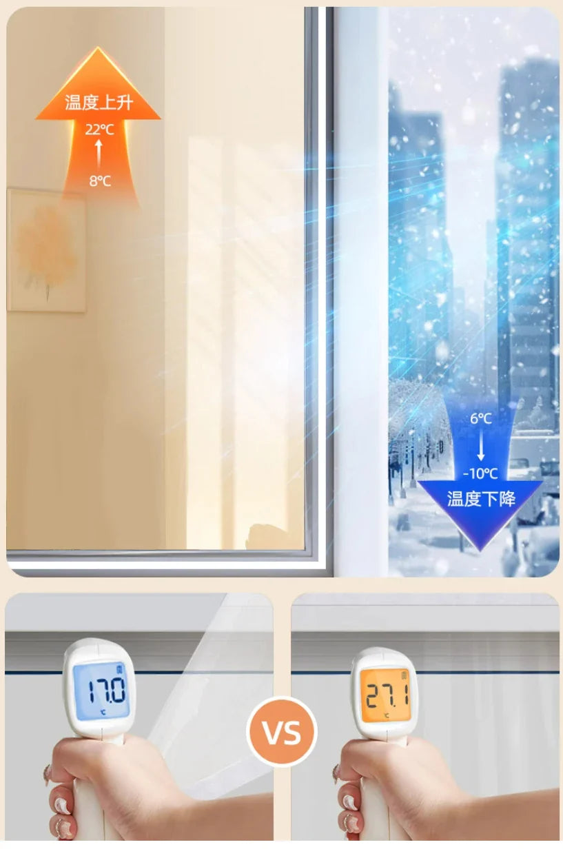 Winter Insulated Window Curtains – Thick Transparent Plastic, Windproof & Cold-Proof Sealing Screens