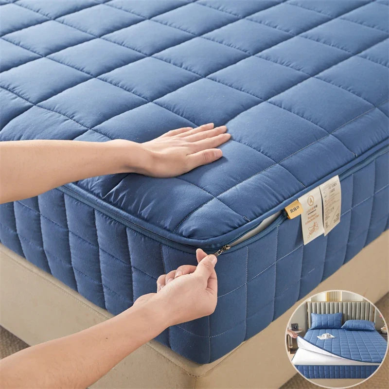 Six Sided Zipper Mattress Cover - Thick Quilted Fitted Mattress Protector Pad with Full Enclosure Customized Size
