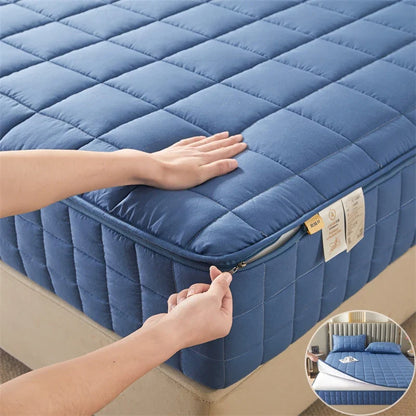 Six Sided Zipper Mattress Cover - Thick Quilted Fitted Mattress Protector Pad with Full Enclosure Customized Size