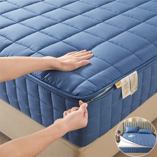Six Sided Zipper Mattress Cover - Thick Quilted Fitted Mattress Protector Pad with Full Enclosure Customized Size