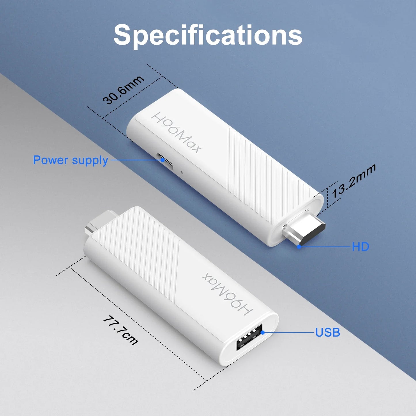 H96 MAX Android TV Stick Allwinner H313 | 4K 3D HDR, 8GB/16GB, Dual WiFi 2.4G/5G/6, Google Voice Remote
