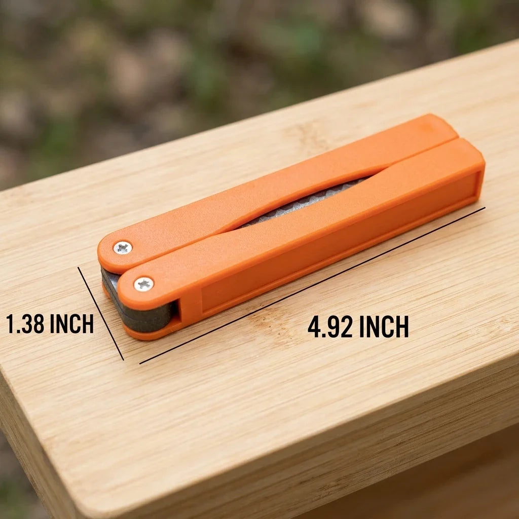 Portable Folding Knife Sharpener - Double Sided Diamond Sharpening Stone for Outdoor Pocket Knives