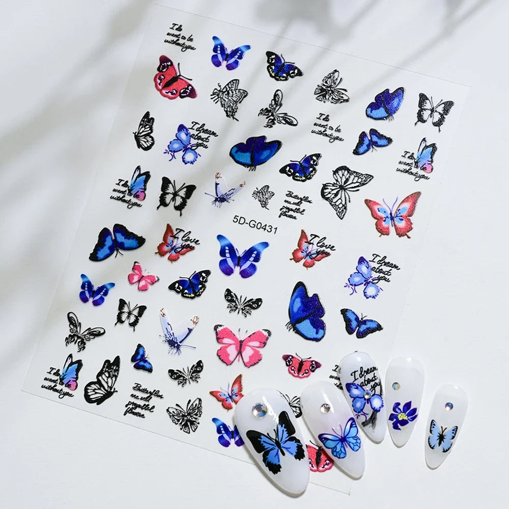 5D Macaron Nail Stickers - Embossed Flower, Fruit, Bear & Rabbit Charms for Summer DIY Manicure Decoration
