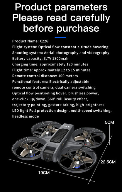 X266 Mini RC Drone – 8K HD Dual Camera, 6-Axis Headless Quadcopter with 360° Flip, Remote Control Helicopter Toy for Boys