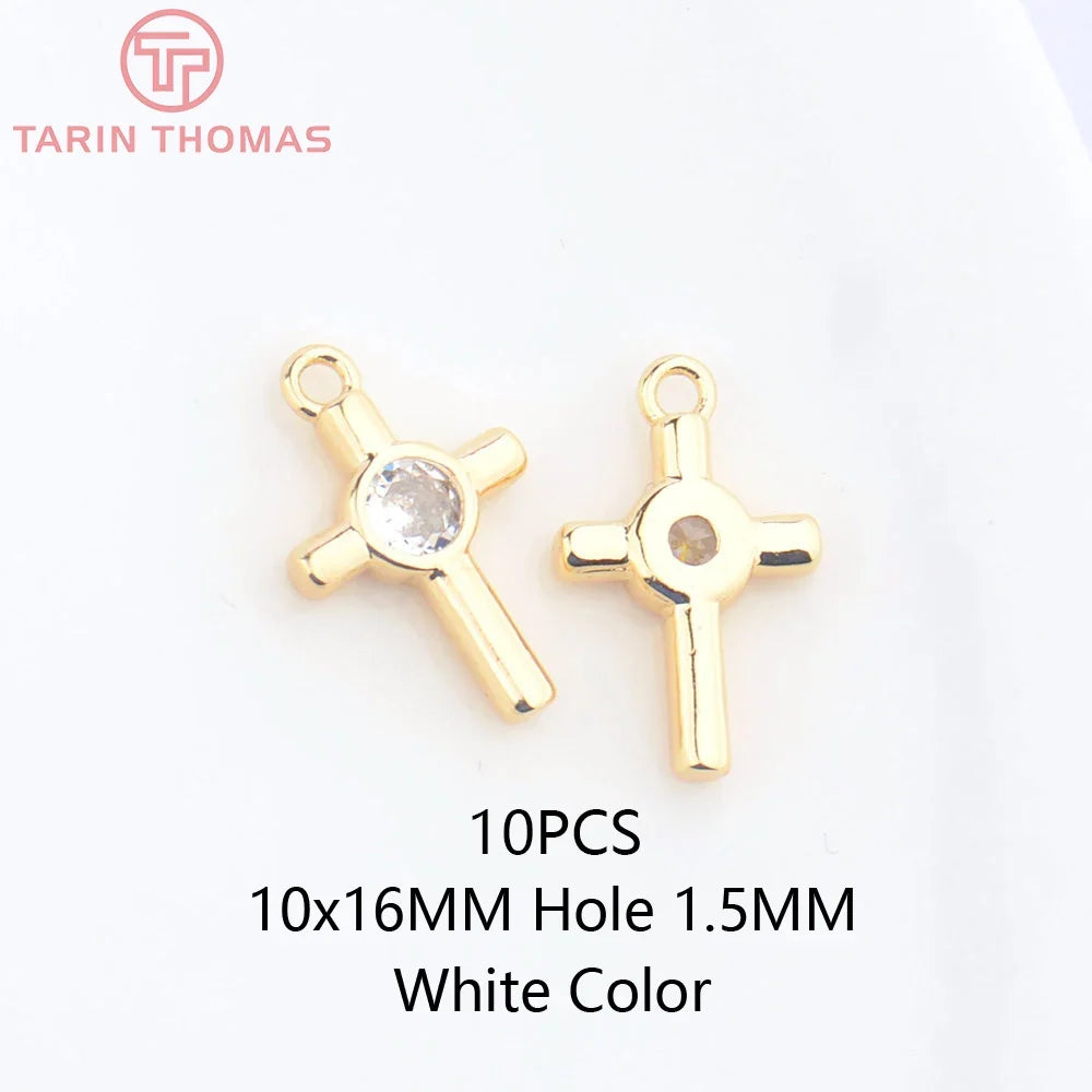 24K Champagne Gold Cross Charms - Small Brass DIY Jewelry Pendants & Craft Accessories