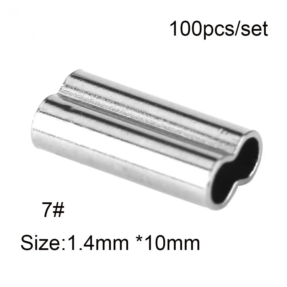 100PCS Fishing Crimping Sleeves - Single & Double Barrel Tackle Line Connectors