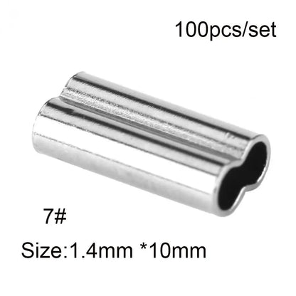 100PCS Fishing Crimping Sleeves - Single & Double Barrel Tackle Line Connectors