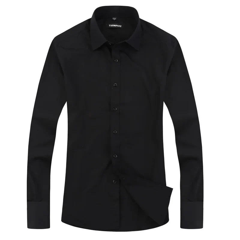 Men’s French Cuff Dress Shirt - Slim Fit Solid Color Long Sleeve Formal Business Shirt